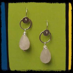 Rose quartz and sterling silver earrings.